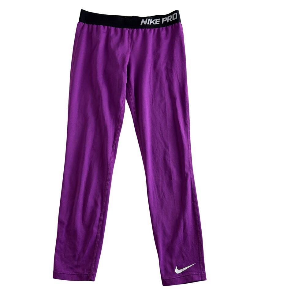 Nike Pro Girls Leggings Size Medium Purple 22" Inseam Activewear